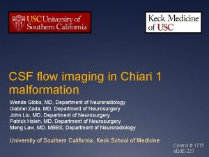 CSF flow imaging in Chiari 1 malformation Wende