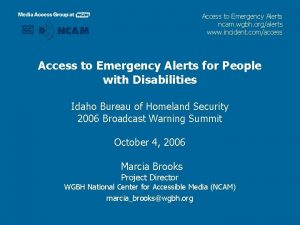 Access to Emergency Alerts ncam wgbh orgalerts www