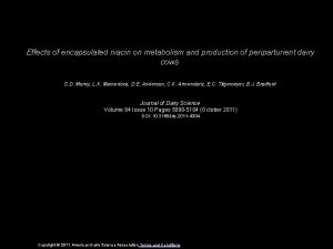 Effects of encapsulated niacin on metabolism and production