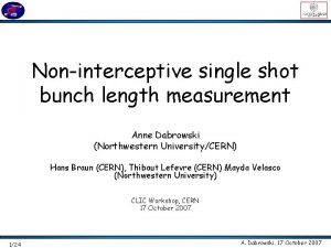 Noninterceptive single shot bunch length measurement Anne Dabrowski
