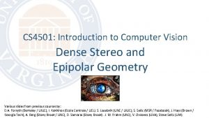 CS 4501 Introduction to Computer Vision Dense Stereo