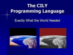 The CILY Programming Language Exactly What the World