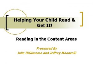 Helping Your Child Read Get It Reading in