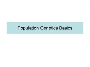 Population Genetics Basics 1 Terminology review Allele Locus