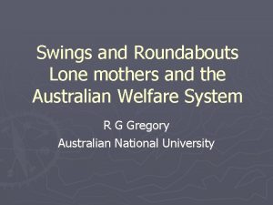 Swings and Roundabouts Lone mothers and the Australian