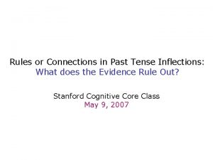 Rules or Connections in Past Tense Inflections What