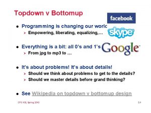 Topdown v Bottomup l Programming is changing our
