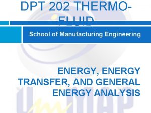 DPT 202 THERMOFLUID School of Manufacturing Engineering ENERGY