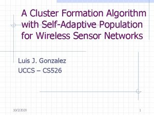 A Cluster Formation Algorithm with SelfAdaptive Population for