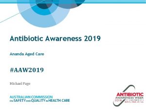 Antibiotic Awareness 2019 Ananda Aged Care AAW 2019