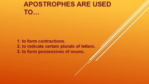 APOSTROPHES ARE USED TO 1 to form contractions