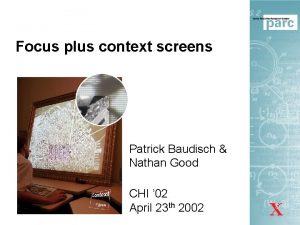 Focus plus context screens Patrick Baudisch Nathan Good