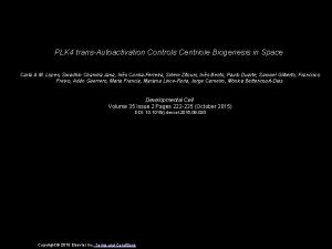 PLK 4 transAutoactivation Controls Centriole Biogenesis in Space