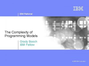 IBM Rational The Complexity of Programming Models Grady