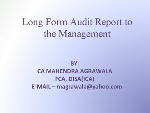 Long form audit report format 2021