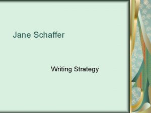 Jane Schaffer Writing Strategy Introduction as an upside