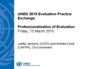 UNEG 2015 Evaluation Practice Exchange Professionalisation of Evaluation