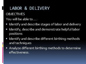 Labor and delivery objectives