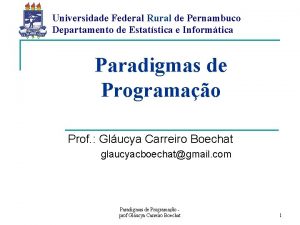 Universidade Federal Rural de Pernambuco Departamento de Estatstica
