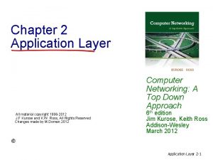 Chapter 2 Application Layer Computer Networking A Top