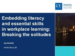 Embedding literacy and essential skills in workplace learning