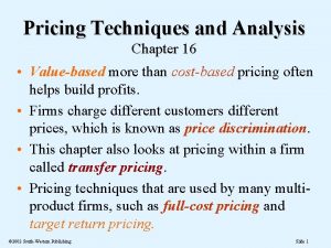 Costing and pricing