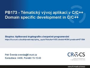 PB 173 Tmatick vvoj aplikac v CC Domain