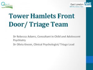 Tower Hamlets Front Door Triage Team Dr Rebecca