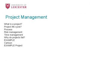 Project Management What is a project Project life