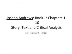 Summary of joseph andrews book 1