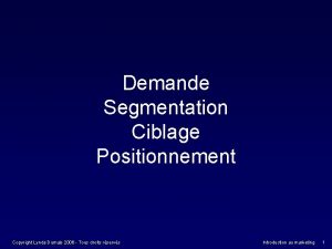 Segmentation ciblage positionnement