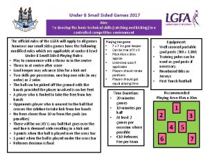 Under 8 Small Sided Games 2017 Aim To