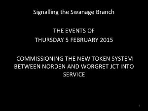 Signalling the Swanage Branch THE EVENTS OF THURSDAY