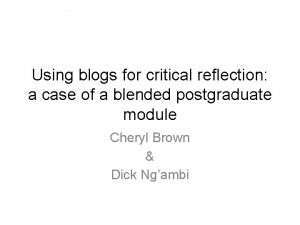 Critical reflection sample