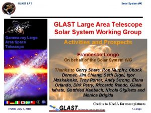 GLAST LAT Gammaray Large Area Space Telescope Solar