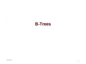 BTrees 1 ab tree An a btree is