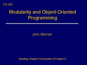 Object oriented programming modularity