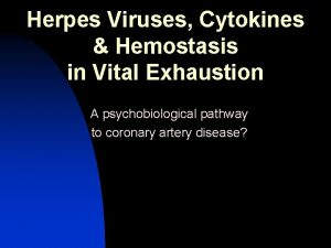 Herpes Viruses Cytokines Hemostasis in Vital Exhaustion A