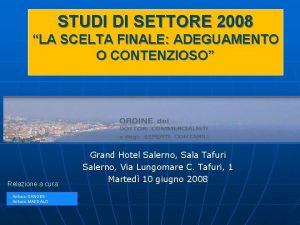 STUDI DI SETTORE 2008 LA SCELTA FINALE ADEGUAMENTO