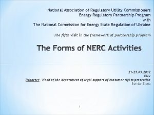 National Association of Regulatory Utility Commissioners Energy Regulatory