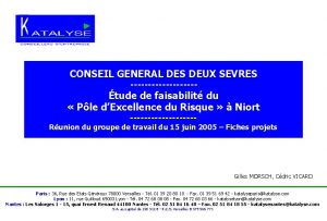 CONSEIL GENERAL DES DEUX SEVRES tude de faisabilit