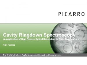 Cavity Ringdown Spectroscopy an Application of High Finesse