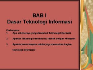 Pertanyaan tentang teknologi informasi