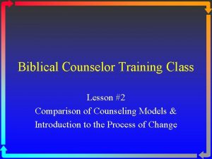 Biblical Counselor Training Class Lesson 2 Comparison of