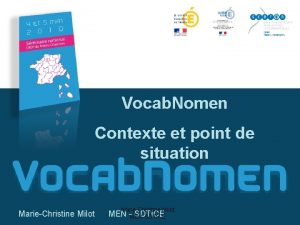 Vocab Nomen Contexte et point de situation MarieChristine