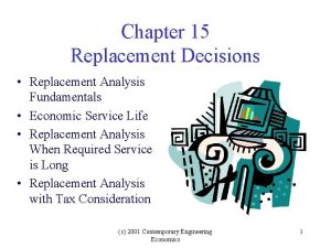 Replacement analysis engineering economics Replacement analysis engineering economics