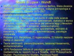 Scuola di Lipsia Wundt n n n Wundt