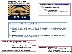 Oscillation Project with Emulsion t Racking Apparatus Documentazione