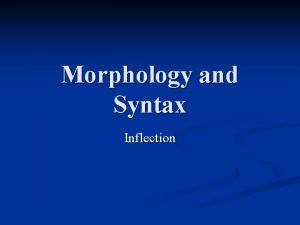 Morphology and Syntax Inflection Agreement IYou always singsings