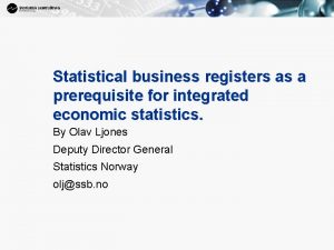 1 Statistical business registers as a prerequisite for